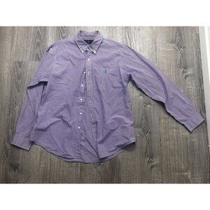Polo Ralph Lauren Custom Fit Striped Stretch Poplin Shirt Men's Large Purple